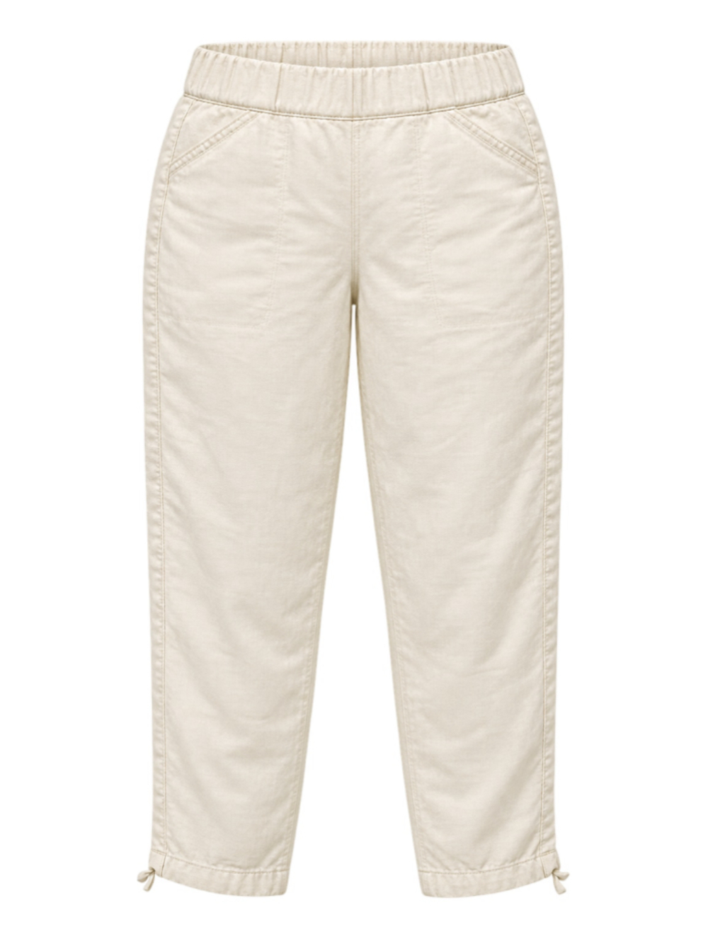 Women's Purejill Cropped Pants Size M Beige Elastic Waist
338